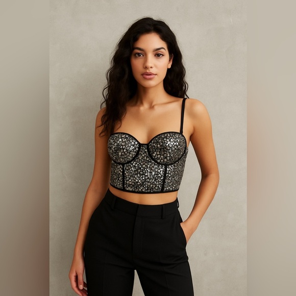 H&M Other - H&M Black and Silver Sequin Bra